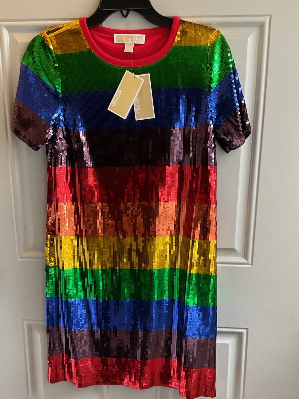 *New* Michael Kors Multicolor Sequin Striped Dress